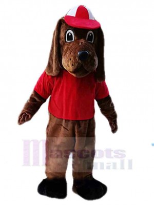 Chien Beagle brun Costume de mascotte Animal en T-shirt rouge
