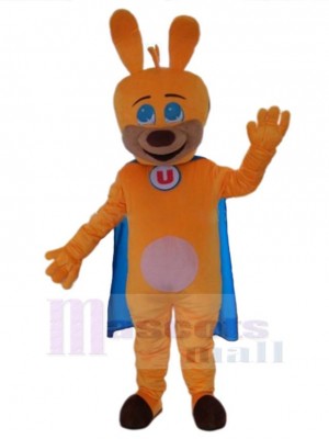 Chien Orange Costume de mascotte Animal avec cape bleue