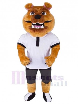 Bouledogue Sport Léger Costume de mascotte Animal en T-shirt blanc