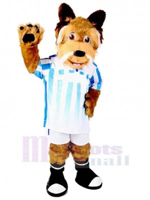 Chien de football sportif souriant Costume de mascotte Animal