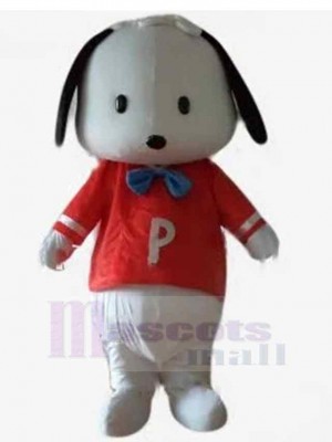 Petit Chien Chiot Blanc Costume de mascotte Animal en vêtements rouges