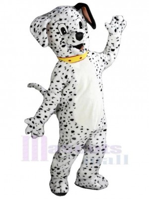 Chien Dalmatien mignon Costume de mascotte Animal avec collier jaune