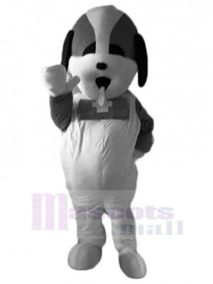 Mignon chien Saint-Bernard blanc et gris Costume de mascotte Animal