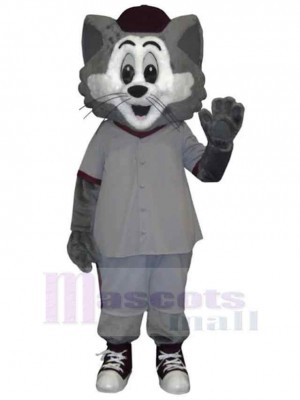 Chat gris et blanc drôle Costume de mascotte Animal