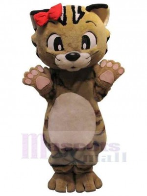 Chat brun heureux Costume de mascotte Animal