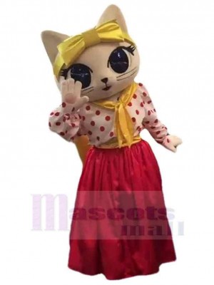 Chat Robe Longue Rouge Costume de mascotte Animal