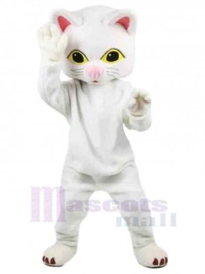 Chat blanc Costume de mascotte Animal au nez rose