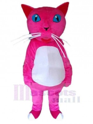 Chat Rouge Rose Costume de mascotte Animal aux yeux bleus