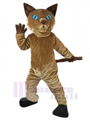 Alerte Chat brun Costume de mascotte Animal aux yeux bleus