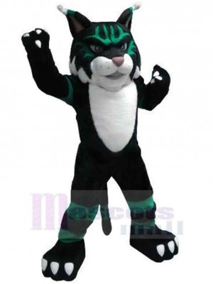 Chat Sauvage Noir et Vert Foncé Costume de mascotte Animal