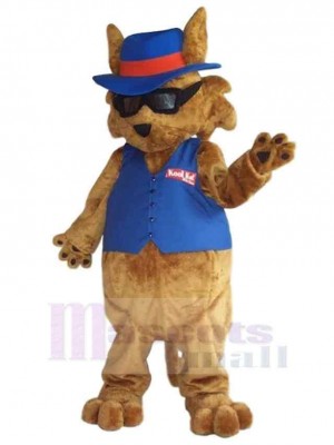 Lunettes De Soleil Cool Chat Marron Costume de mascotte Animal en gilet bleu