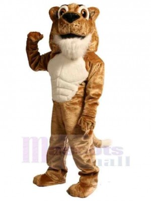 Brun Muscle Power Chat Cougar Costume de mascotte Animal