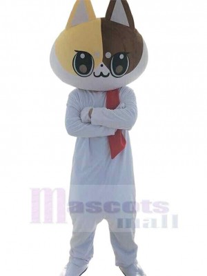 Chat mignon de griffonnage blanc Costume de mascotte Animal