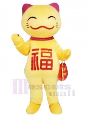 Chat porte-bonheur doré Costume de mascotte Animal