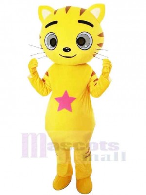 Chat étoilé doré Costume de dessin animé de mascotte Animal