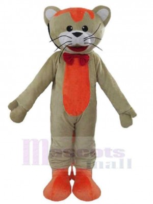 Chat gris et orange Costume de mascotte Animal avec nœud papillon rouge