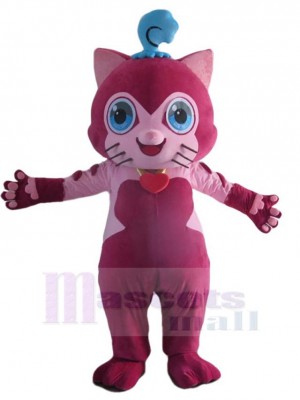 Chat rose fuchsia souriant Costume de mascotte Animal