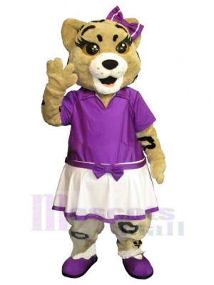 Chat brun Costume de mascotte Animal en robe violette