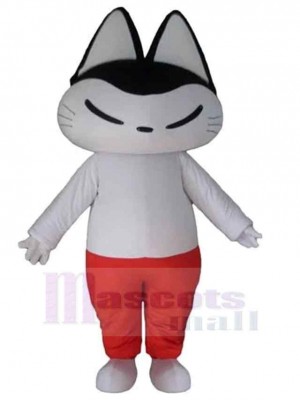 Chat noir et blanc Costume de mascotte Animal en pantalon rouge