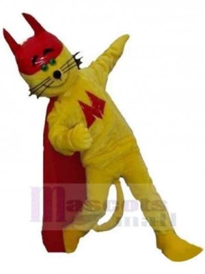 Chat jaune de super-héros Costume de mascotte Animal