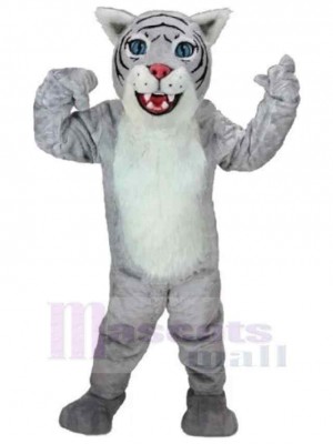 Chat sauvage gris mignon Costume de mascotte Animal avec ventre blanc