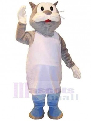 Chat gris mignon Costume de mascotte Animal en vêtements blancs