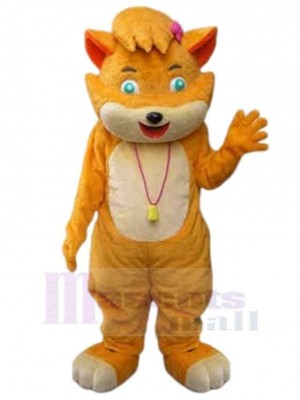 Chat orange et beige Costume de mascotte Animal aux yeux verts