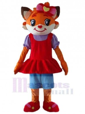 Chat orange et blanc Costume de mascotte Animal en robe rouge