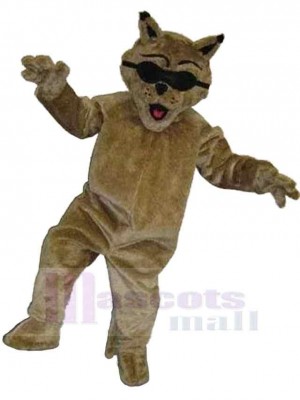 Chat brun frais Costume de mascotte Animal avec des lunettes de soleil noires