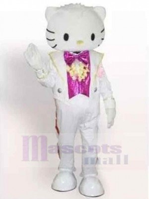 Chat blanc à la mode Hello Kitty Costume de mascotte Animal