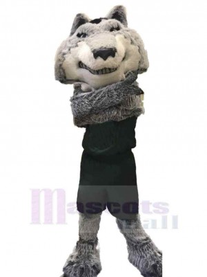Loup gris du collège Strong Power Costume de mascotte Animal