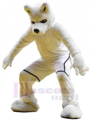 Collège Strong White Sport Wolf Costume de mascotte Animal