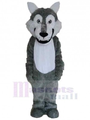 Laine longue loup gris mignon Costume de mascotte Animal