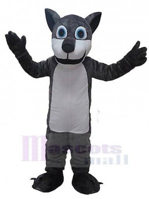 Loup gris foncé aux grands yeux Costume de mascotte Animal