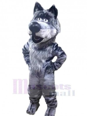 Loup gris sympathique à gros nez Costume de mascotte Animal