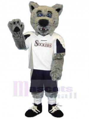 Loup de sport Costume de mascotte Animal en vêtements blancs