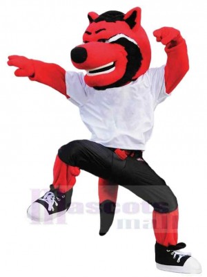 Loup rouge et noir Costume de mascotte Animal