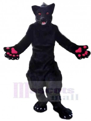 Loup noir fort Costume de mascotte Animal aux yeux rouges