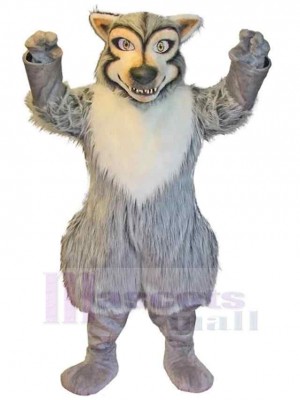 Superbe féroce Loup gris et blanc Costume de mascotte Animal