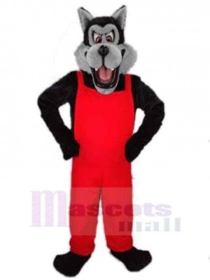 Méchant loup Costume de mascotte Animal en vêtements rouges