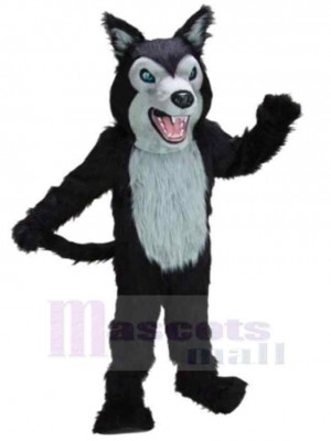 Loup Noir Dents Acérées Costume de mascotte Animal