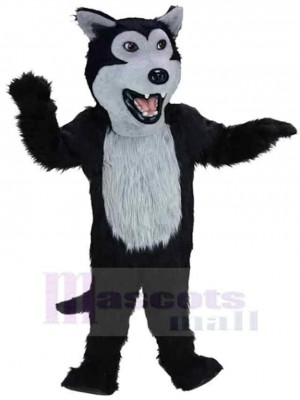 Dents pointues Loup en peluche noir Déguisement Mascotte Animal Adulte