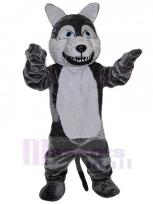 Loup gris heureux Costume de mascotte Animal