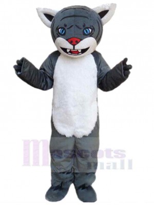 Loup gris Costume de mascotte Animal avec nez rouge