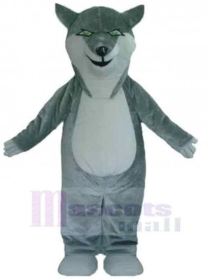 Loup blanc et gris Costume de mascotte Animal aux yeux verts