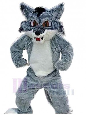 Loup blanc et gris Costume de mascotte Animal aux yeux marrons