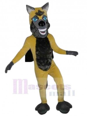 Loup gris et jaune souriant Costume de mascotte Animal