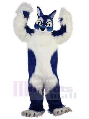 Longue Fourrure Loup bleu et blanc Costume de mascotte Animal