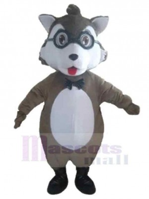 Mignon bébé loup Costume de mascotte Animal avec des lunettes