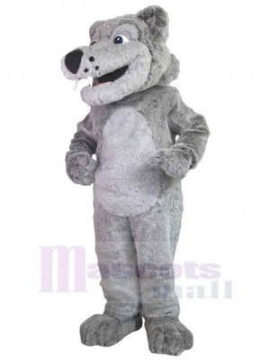 Loup gris en peluche Costume de mascotte Animal avec des crocs